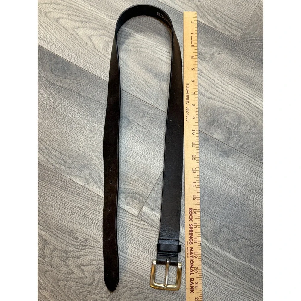 Express Genuine Leather Belt Large Brown Brass Buckle Classic Mens Vintage‎ ReAd